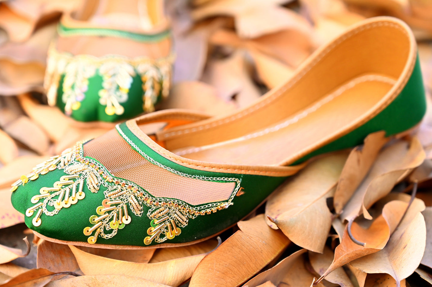 Emerald Green khussa – traditional green handmade khussa shoes