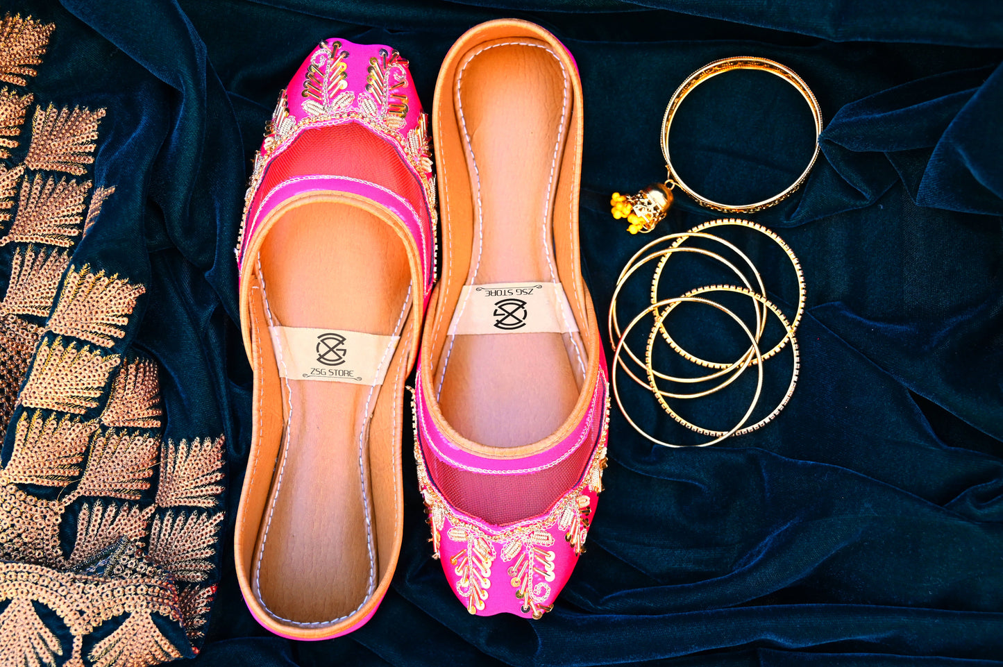 Ghulabi Glam khussa – bright pink handcrafted ethnic party shoes