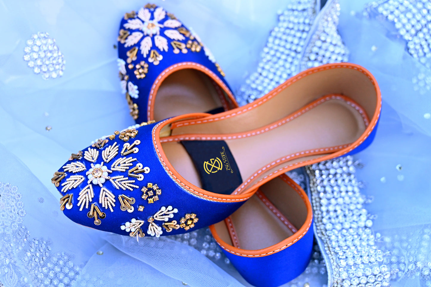 Dilruba blue khussa – handcrafted traditional blue shoes for girls