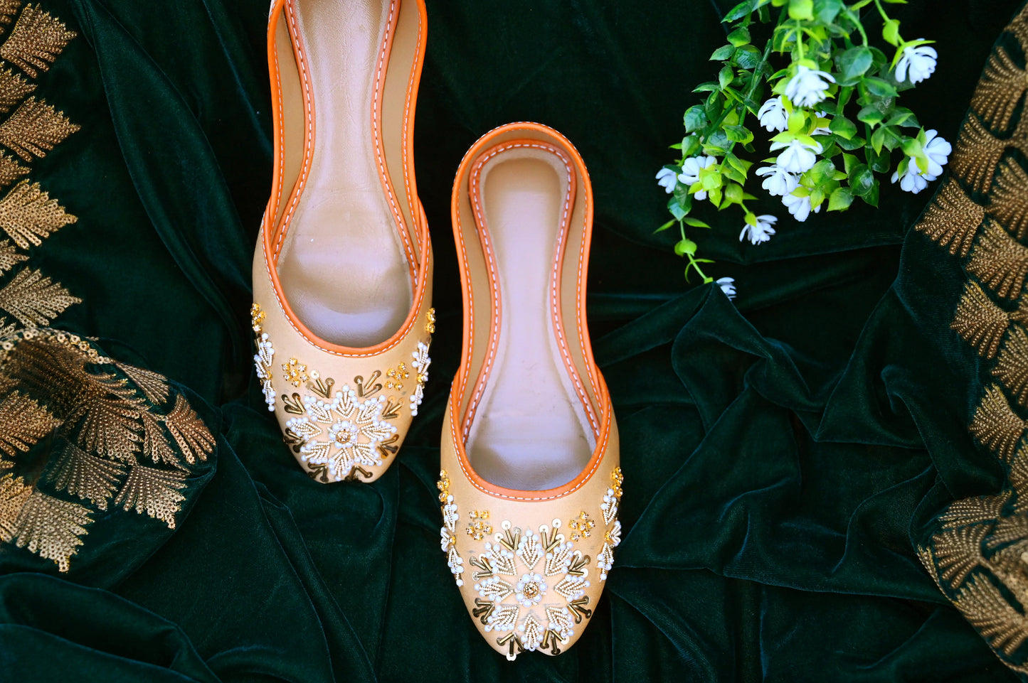 Apsara gold khussa – elegant golden ethnic footwear for ladies